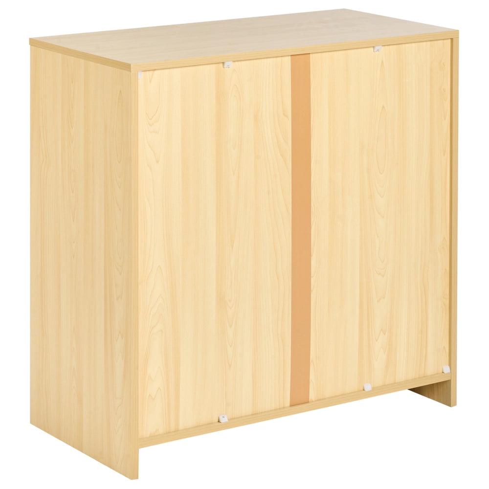 Armadietto di stoccaggio Armadietto in particelle di legno bianco marrone chiaro con 2 ripiani e 2 porte per l'ufficio moderno.