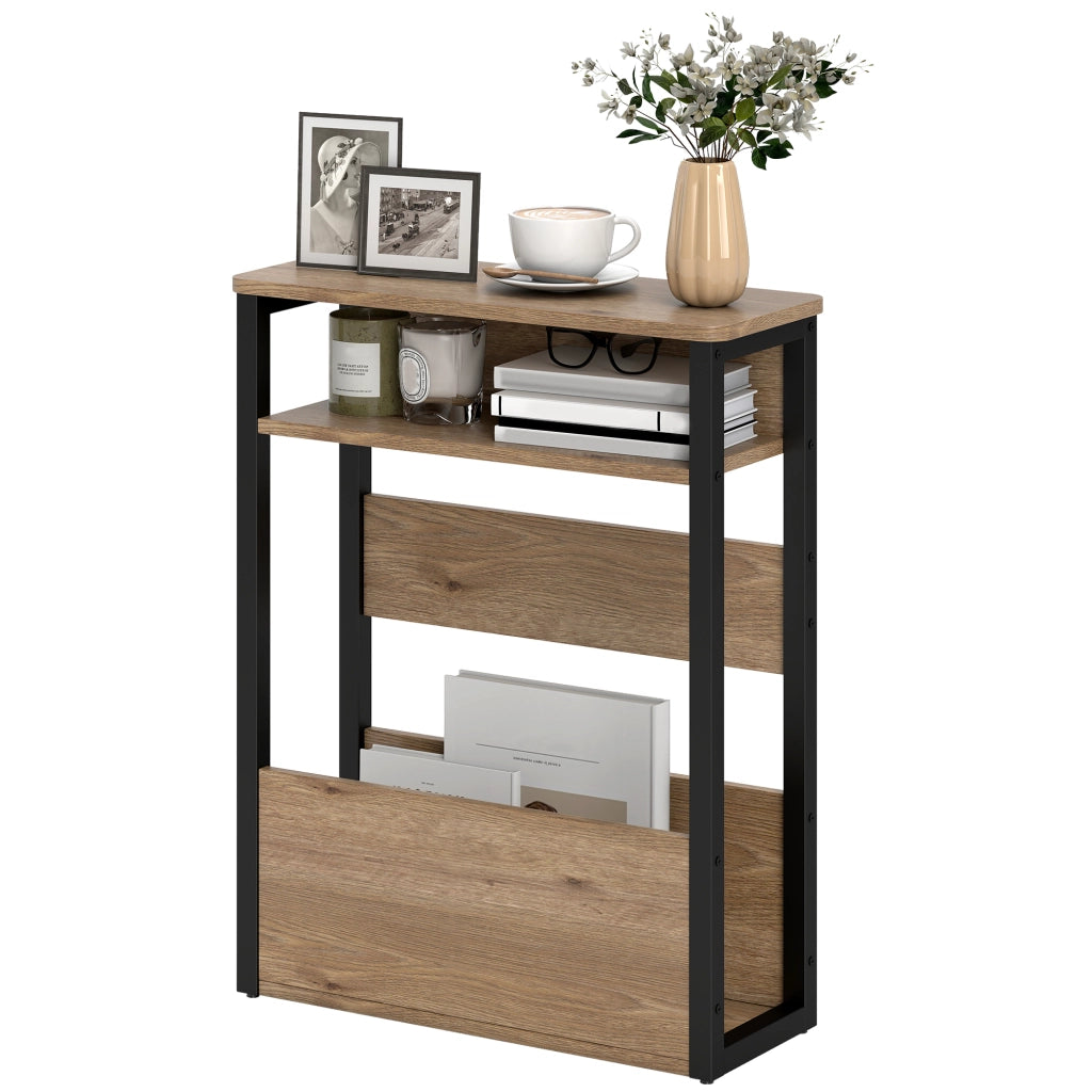 Tavolino da notte con ripiani ¨C Minimal ¨C 46x18x58,5 cm noce