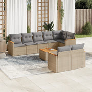 Set Divano da Giardino 9 pz con Cuscini Beige Misto Polyrattancod mxl 113074