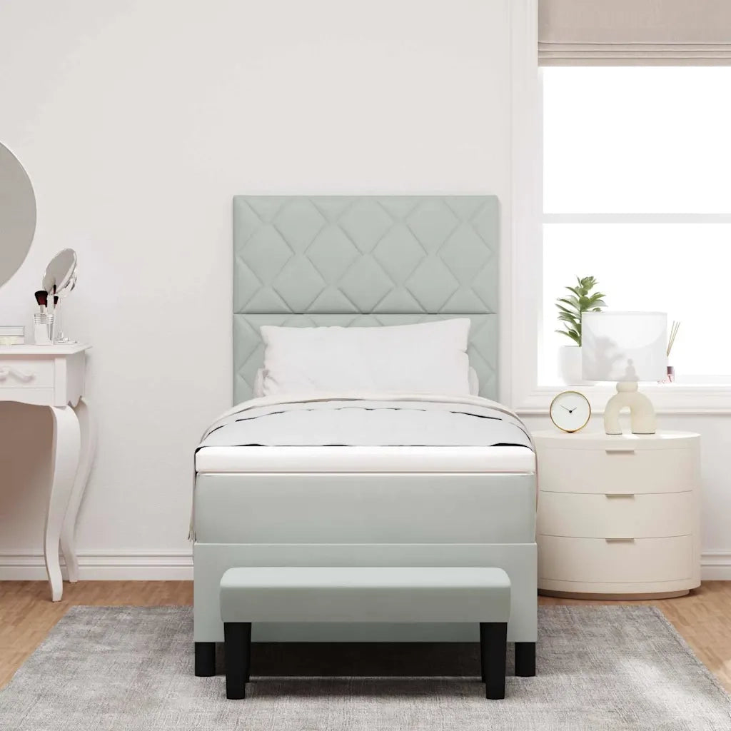 Letto a molle con materasso Grigio chiaro 100 x 200 cm Velluto 3344558
