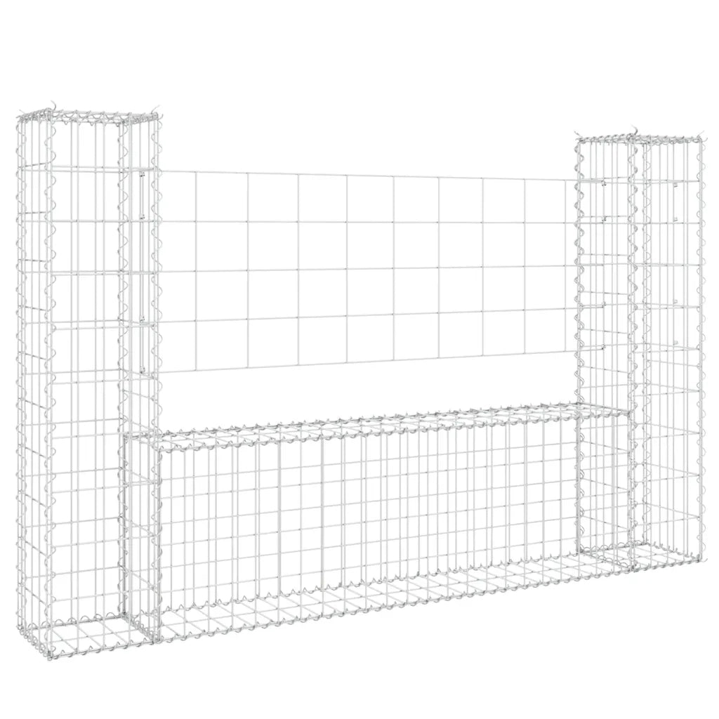 Cesto Gabbione a U con 2 Pali in Ferro 140x20x100 cm 151275