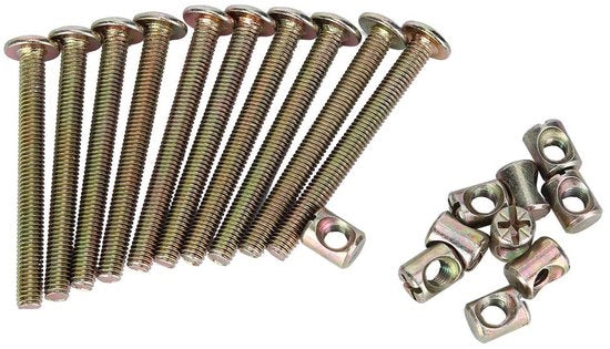 Kit di viti e bulloni multifunzionale per mobili - Set di 10 viti e bulloni - Adatto per lettini e letti a stacker - 40 mm