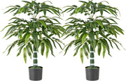 Piante artificiali, set da 2 pezzi, in bambù, 100 cm, in vaso, piante artificiali con tronchi e rami regolabili, per la casa