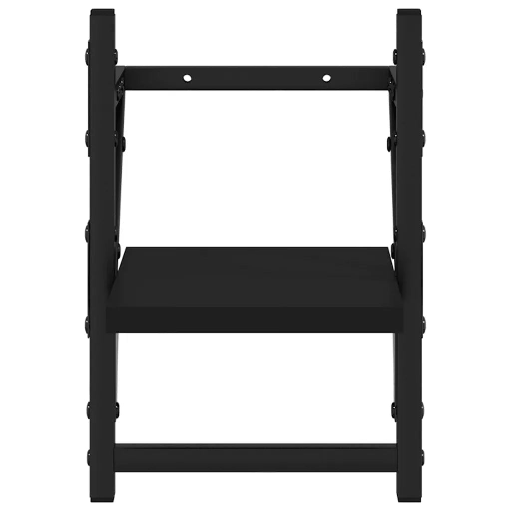 2 pz Mensole da Parete | Scaffali a Parete | Ripiano a parete con Aste Nere 20x25x30 cm
