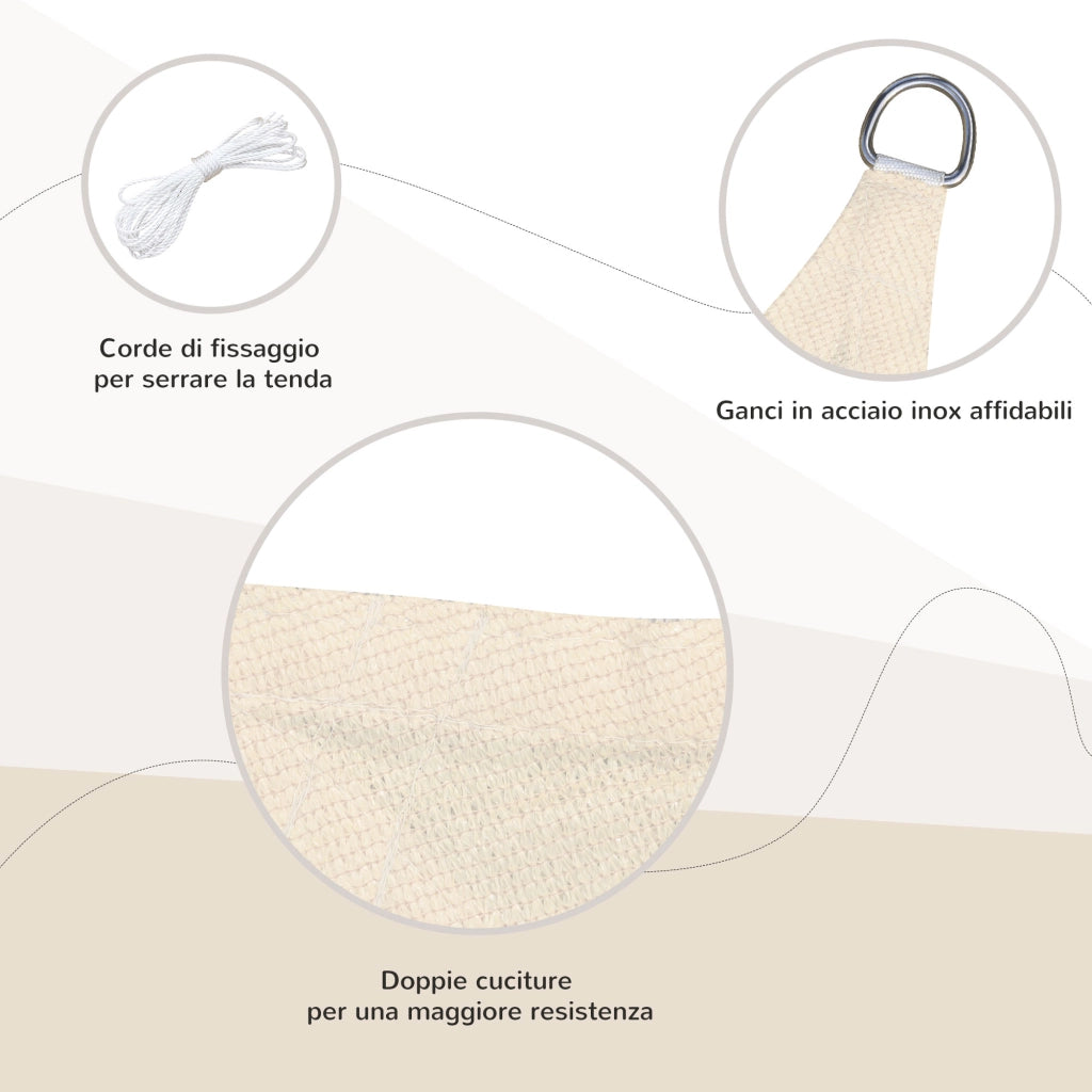 Tenda da Sole Rettangolare in HDPE ¨C zephmum ¨C Crema 4x6m