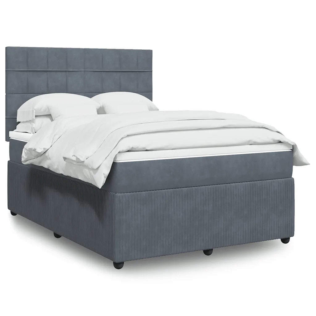 Giroletto a Molle con Materasso Grigio Scuro 160x200 cm Velluto 3292383