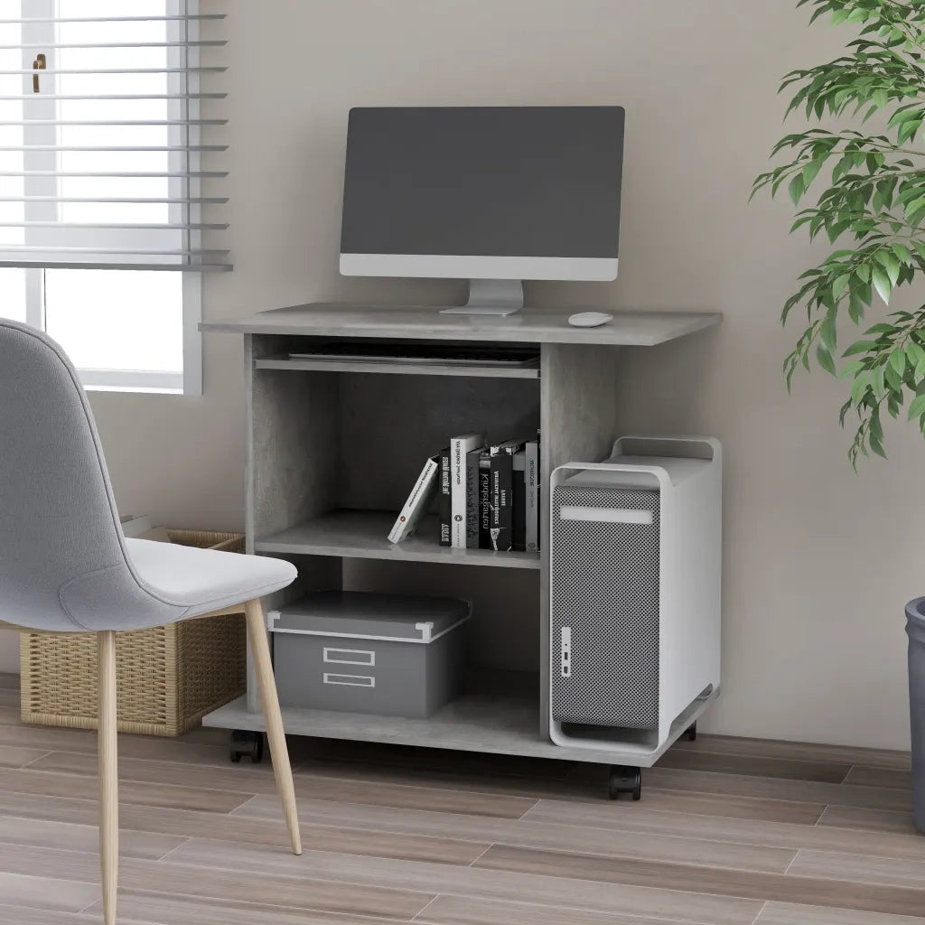 Scrivania | Tavolo da Ufficio Computer Grigio Cemento 80x50x75 cm Legno Multistrato