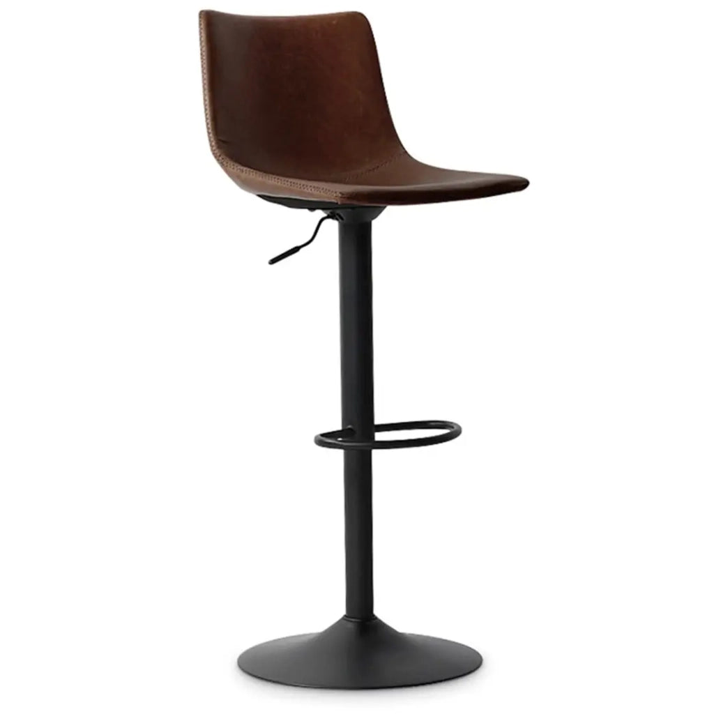 Sgabello da bar SOUL - PU marrone - Altezza regolabile 88-109 cm - Piedi in metallo - Stile vintage