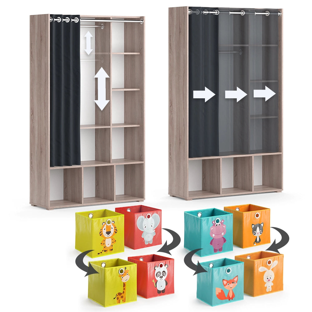 Vicco Guardaroba per bambini Sonoma 105.8 x 178.1 cm Con scatole pieghevoli (colorate)