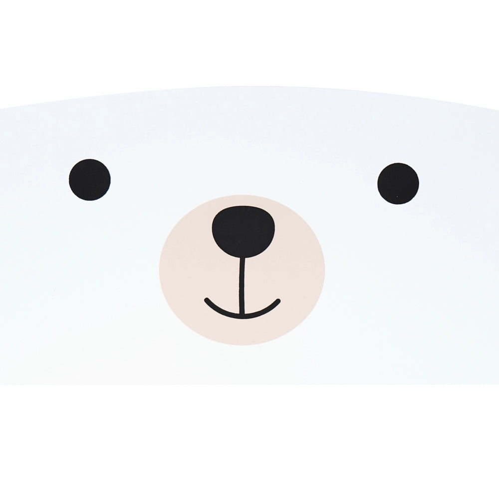 Comodino da Notte per Bambini Stile Scandinavo Tema Animale Bianco in MDF e Gambe in Legno di Pino