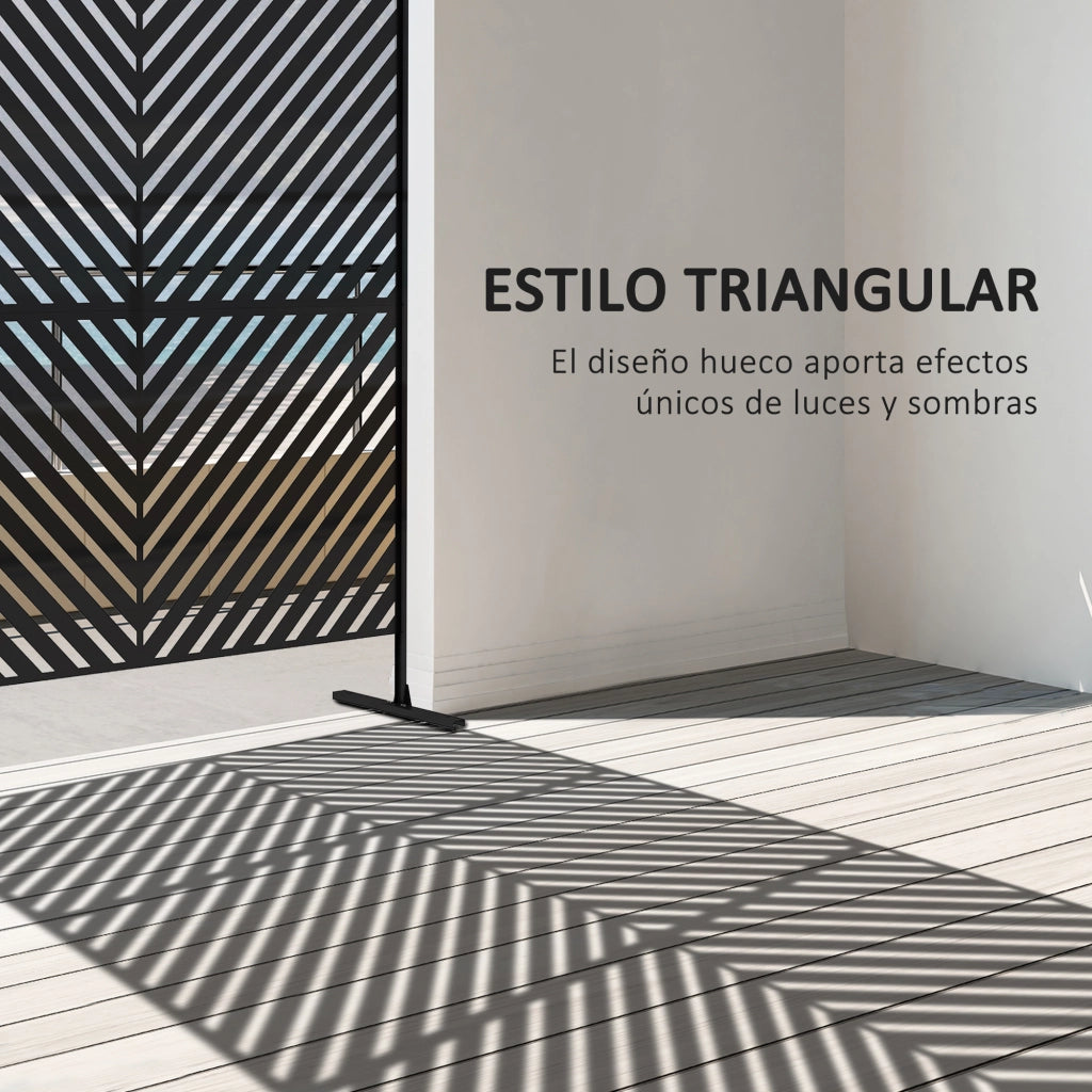 Separatore ambienti esterno 3 pezzi triangoli ¨C zephmum ¨C bianco acciaio 122x45x198 cm