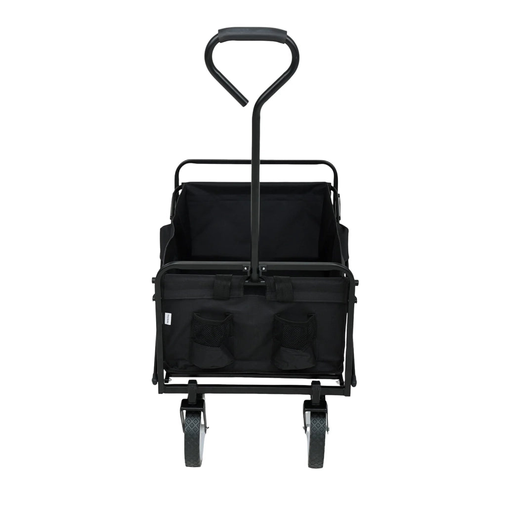 Carrello da Spiaggia Pieghevole TYRS con Ruote in Plastica, Portata Massima 120 kg, Colore Nero