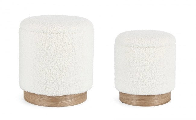 Set 2 Pouf Contenitore Zoya in Bouclè
