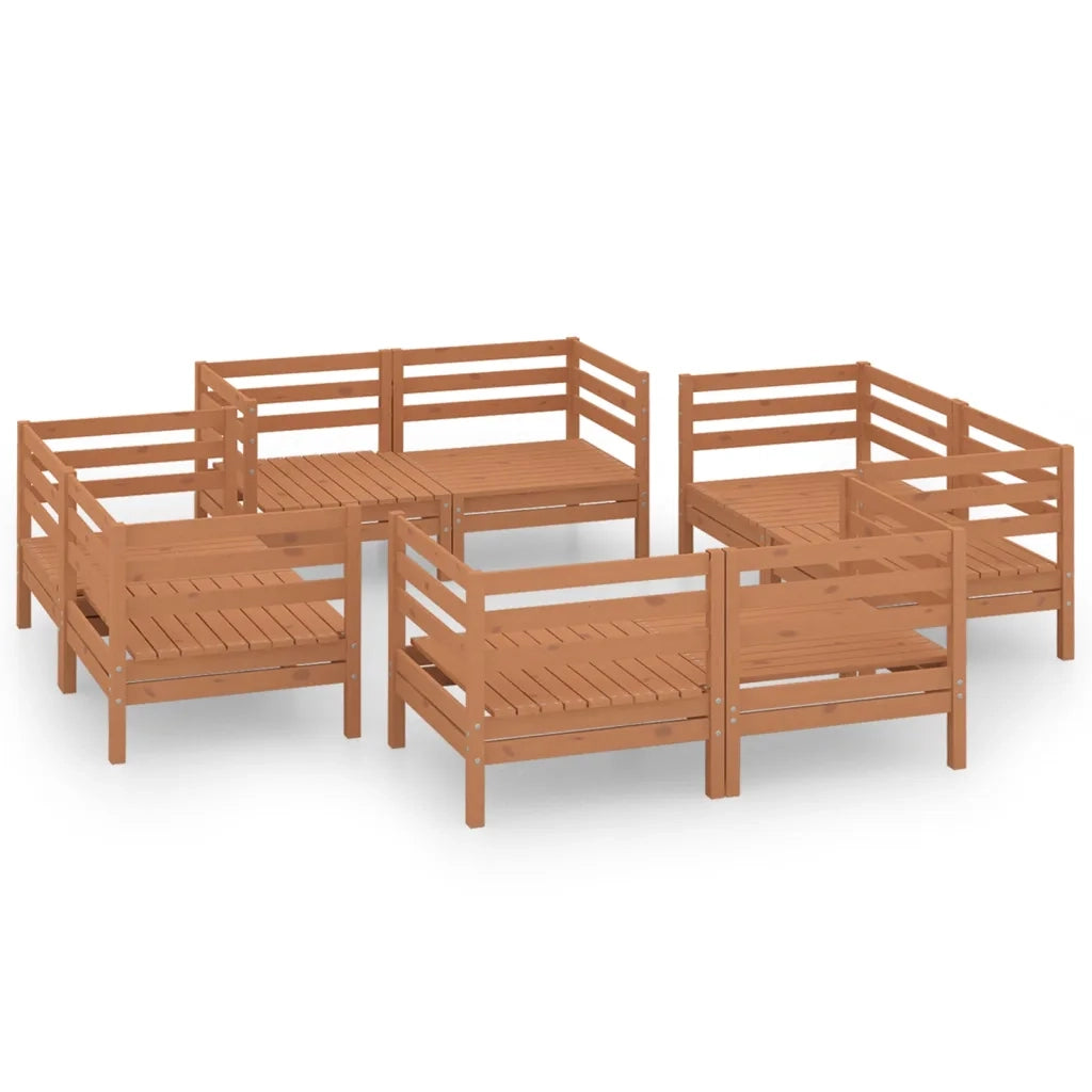 Set Divani da Giardino 8 pz Marrone Miele in Massello di Pino cod mxl 37017
