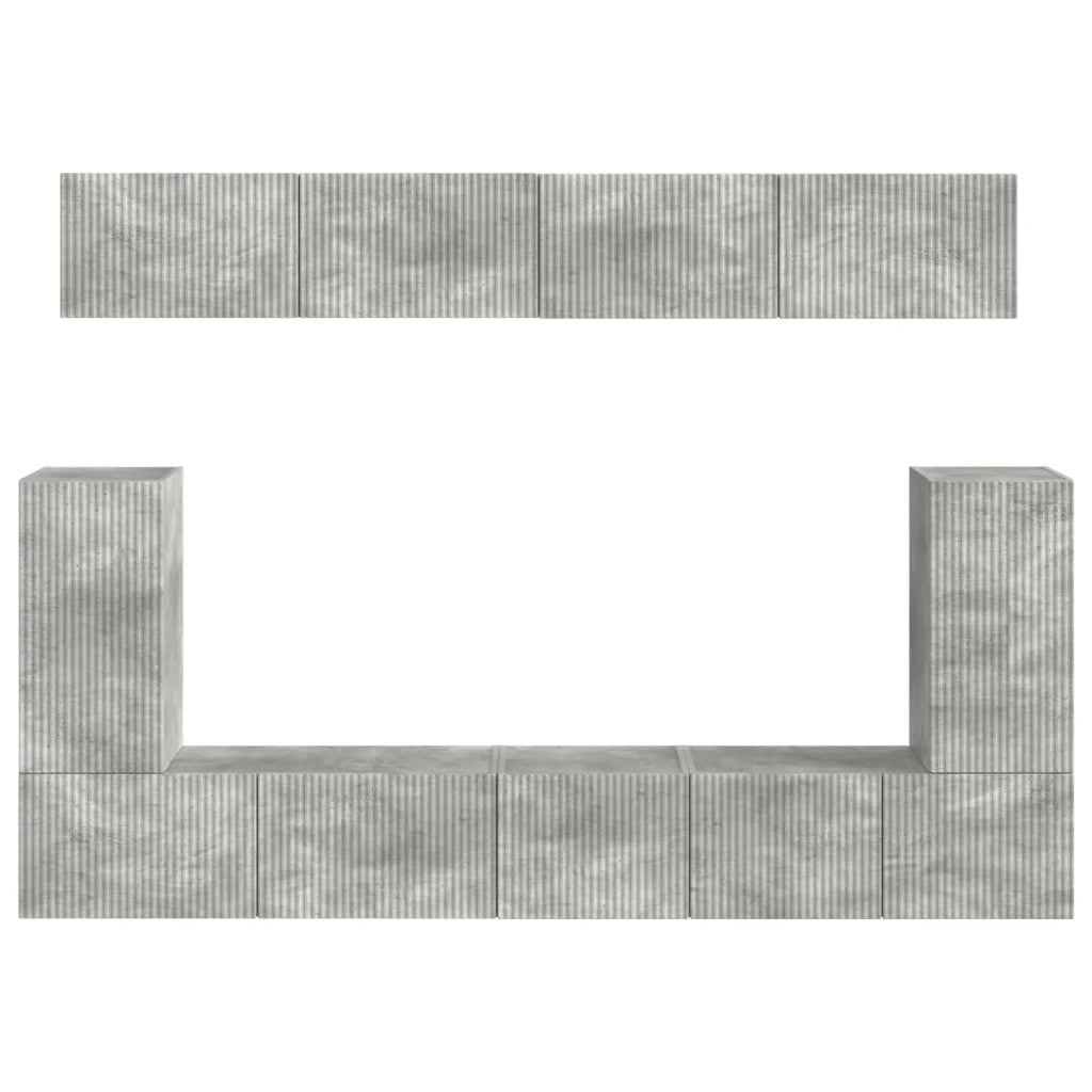 Set mobile TV 5 pcs Grigio cemento Legno multistrato 3409090
