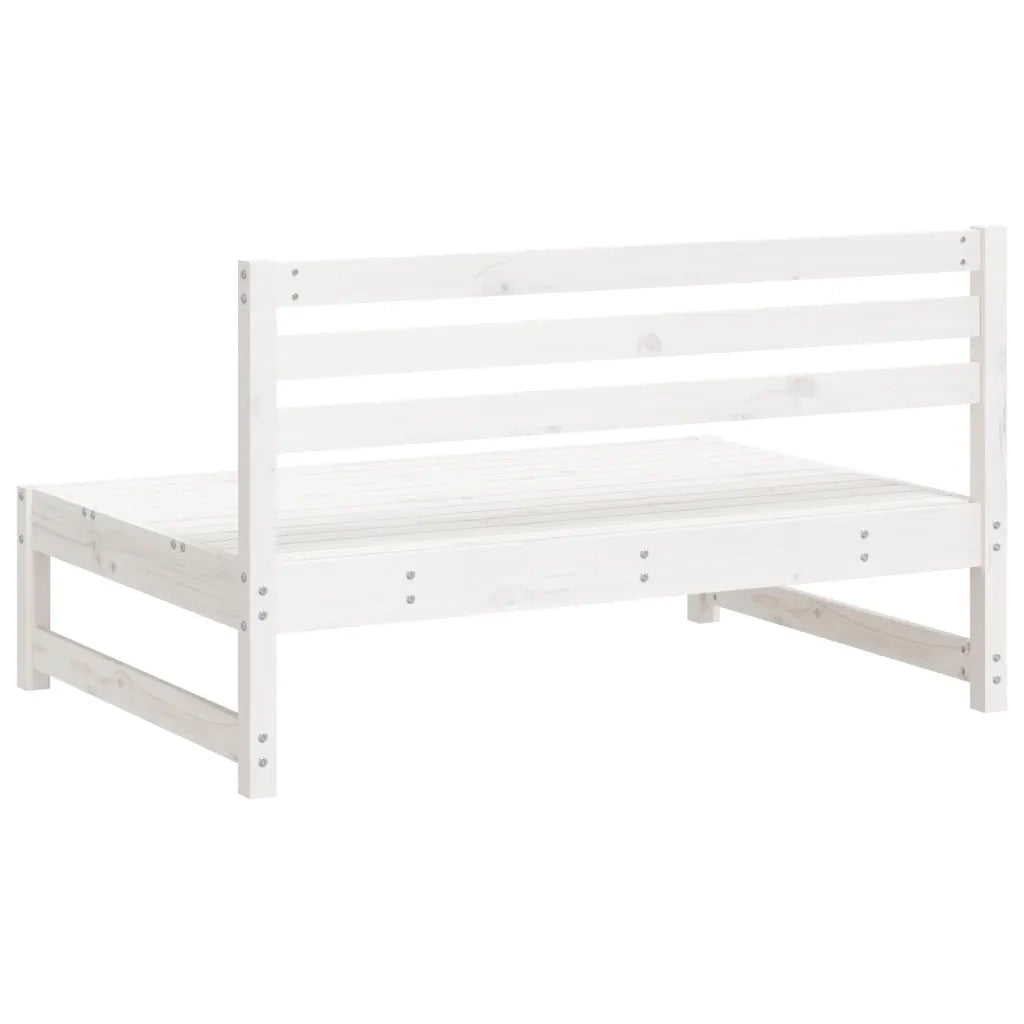 Divano Centrale Giardino-Sofa Modulare-Divanetto da esterno Bianco 120x80cm Legno Massello Pino 660511