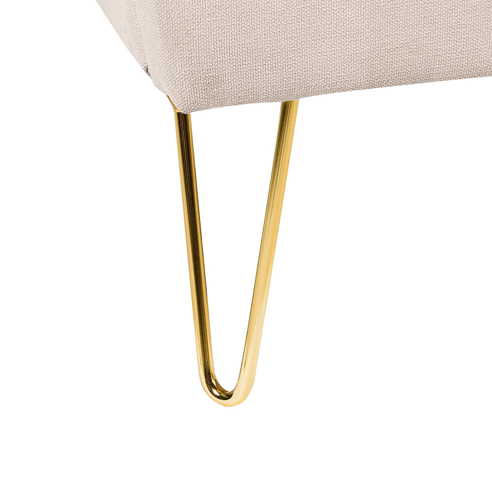 Letto con rete in tessuto poliestere beige chiaro 180 x 200 cm gambe in metallo testata retro capitonné