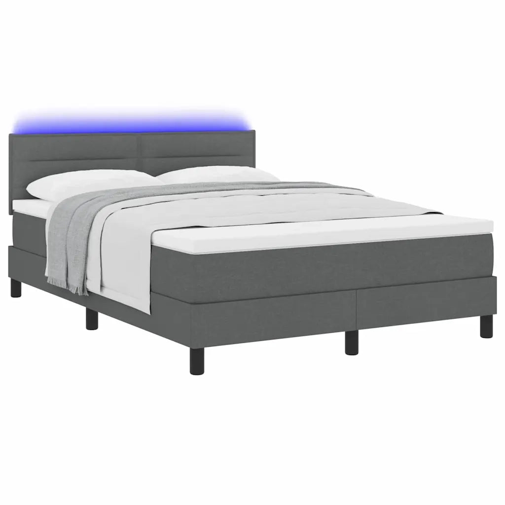 Letto a molle con materasso Grigio scuro 140 x 190 cm Tessuto
