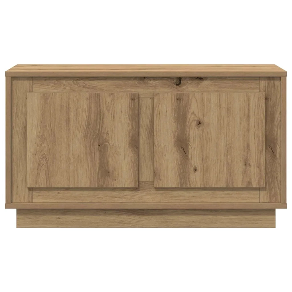 Mobile porta TV rettangolare moderno con vano contenitore 80 x 35 x 45 cm in legno di rovere lavorato a mano 02_0051815