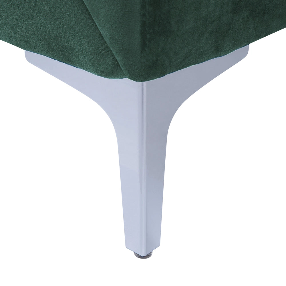 Divano Verde Rivestimento in Tessuto con Gambe di colore Argento 3 Posti Glam salotto