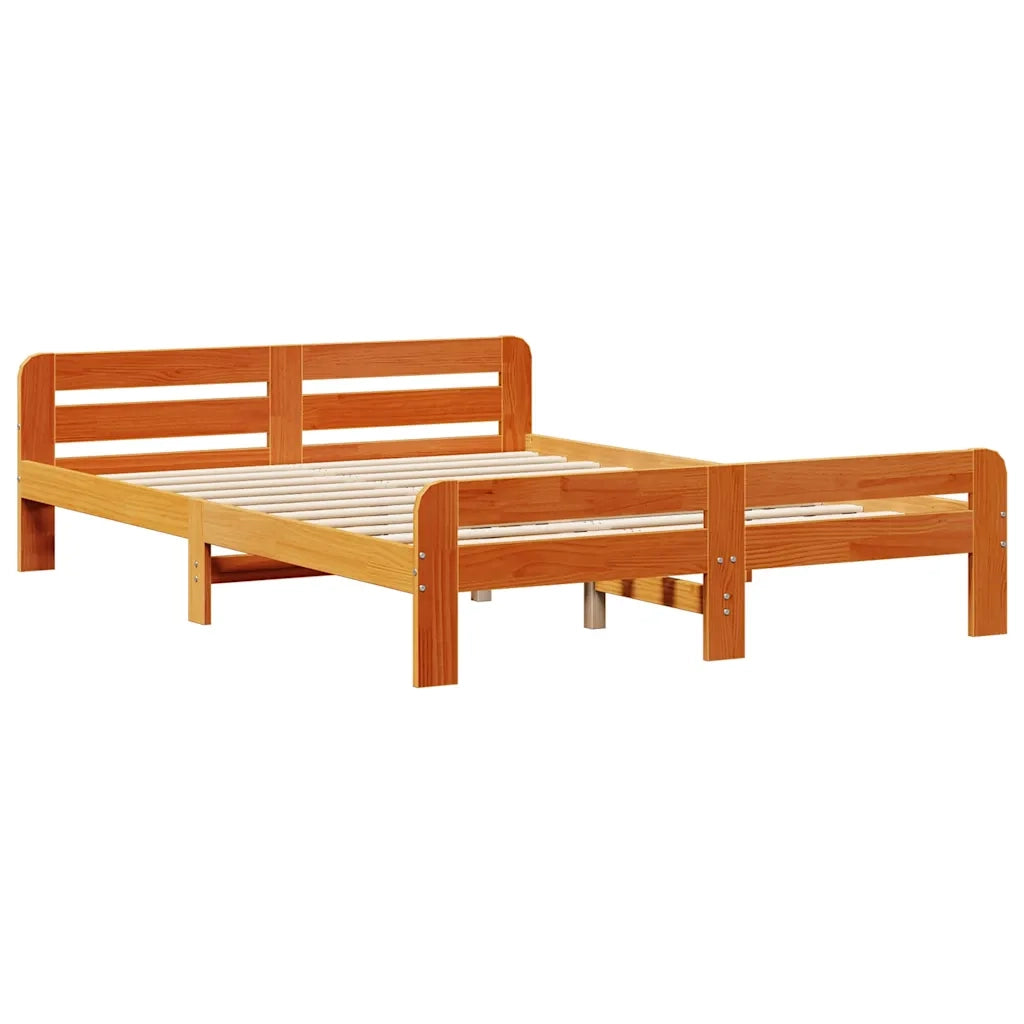 vidaXL Letto Libreria senza Materasso Marrone Cera 150x200 cm in Pino