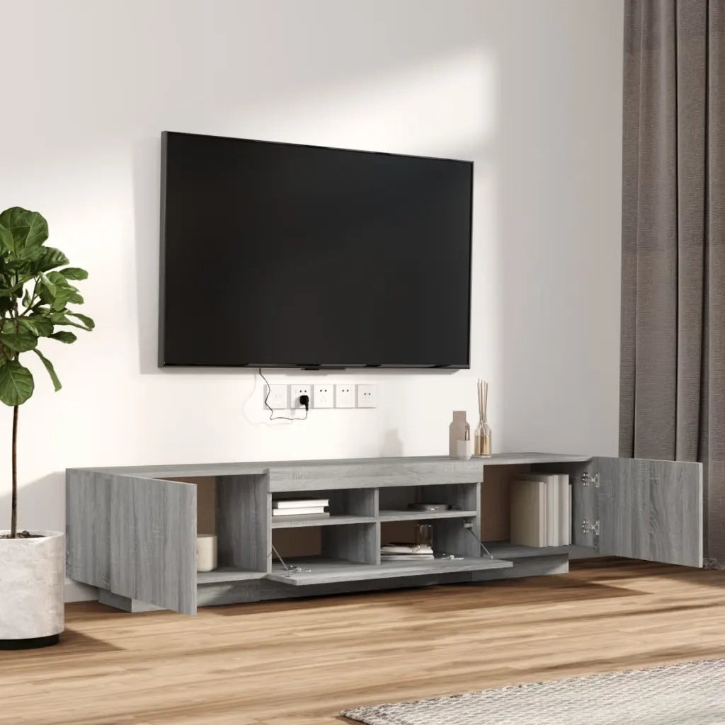 Set Mobili TV 2 pz | Armadietto TV | Mobile Porta TV con Luci LED Grigio Sonoma Legno Multistrato