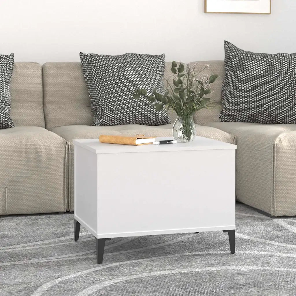Tavolino da Salotto Bianco 60x44,5x45 cm in Legno Multistrato 819572