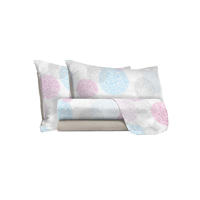 Set Lenzuola Singolo con Stampa Sopra Sotto e Federe Molecole