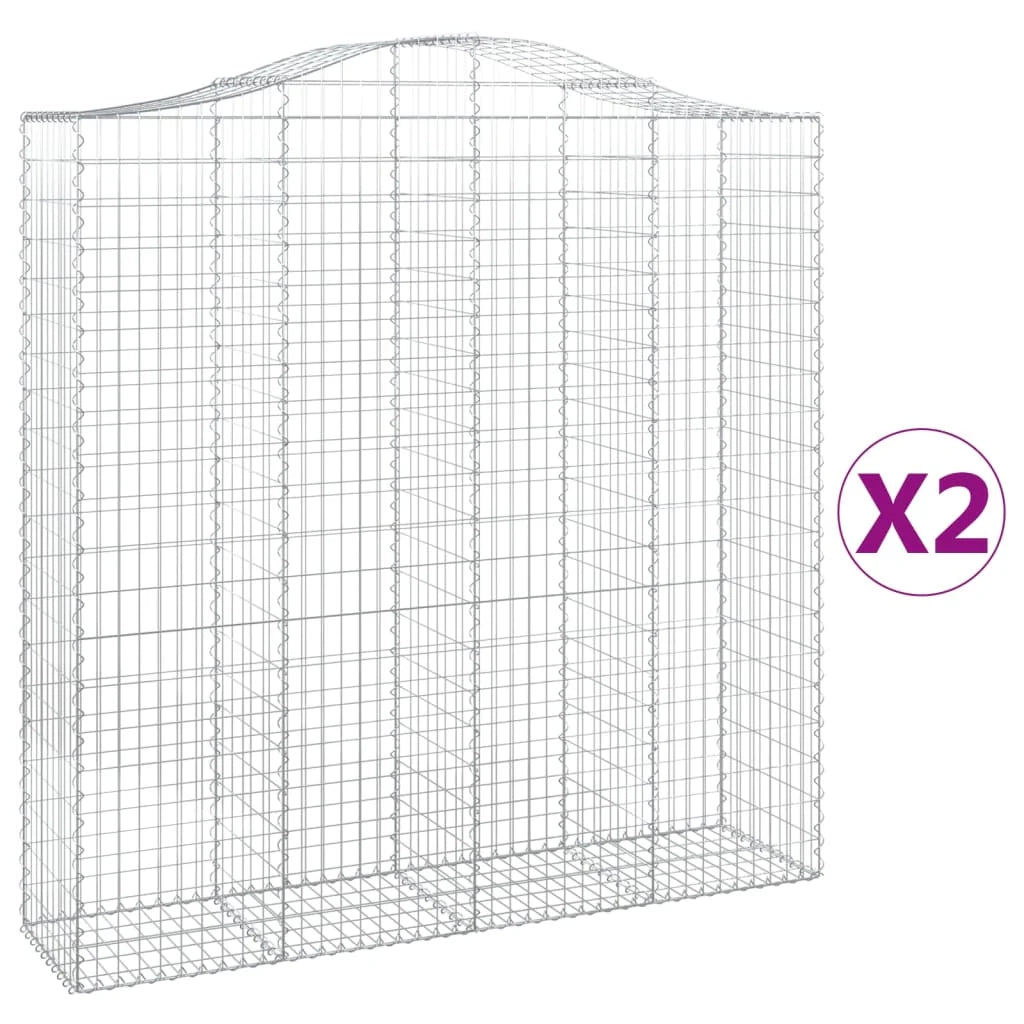Set di 2 gabbioni ad arco per recinzione gabbia o muro di contenimento 200 x 50 x 200/220 cm ferro zincato argento 02_0041354