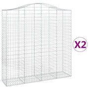 Set di 2 gabbioni ad arco per recinzione gabbia o muro di contenimento 200 x 50 x 200/220 cm ferro zincato argento 02_0041354