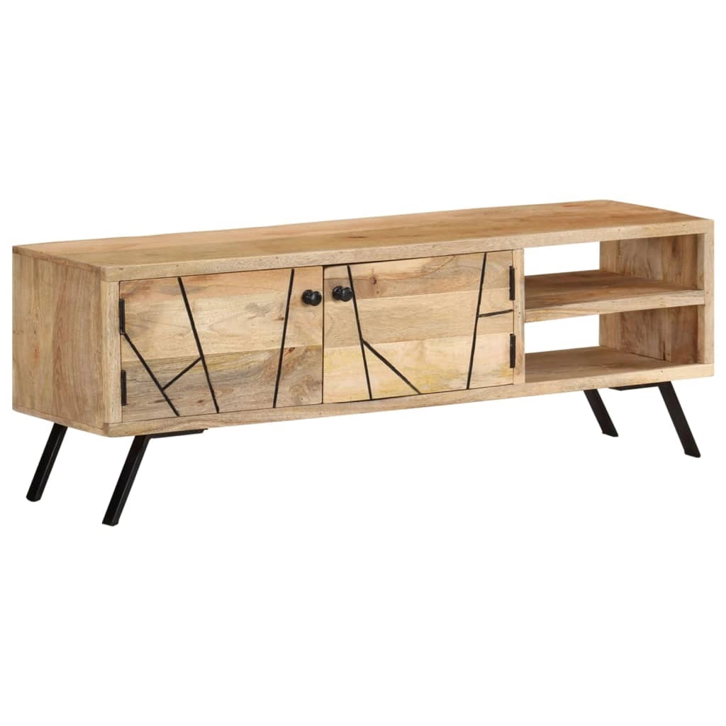 Mobile TV multimediale scaffale TV credenza mobile TV sala da pranzo soggiorno camera da letto 110 x 30 x 40 cm legno massello di mango beige 02_0025729