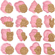 16 pezzi di stampi a forma di biscotto natalizio, biscotto natalizio, biscotto 3D in plastica a forma di biscotto, per biscotti, accessori da cucina