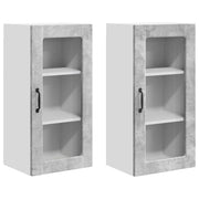 Pensile da cucina | Mobile in vetro da parete LUCCA 2 pz Grigio Cemento
