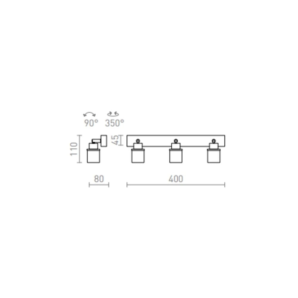 Lampadario faretti LINN III plafoniera/applique  vetro opalino/cromo 230V G9 LED 3x3W IP44