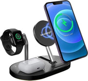 Piastra di Ricarica Wireless 3 in 1 con Adesivo Magnetico per Dispositivi Apple - iPhone 14/13/12/11/SE/X/8, Apple Watch Series 2~7, Airpods
