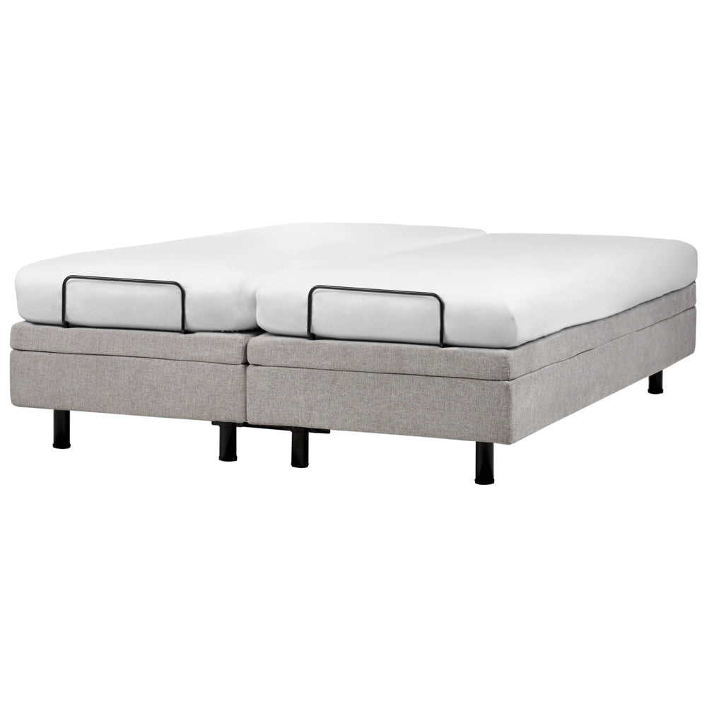 Letto elettrico matrimoniale tessuto grigio chiaro regolabile con telecomando senza testiera 160x200 cm stile moderno