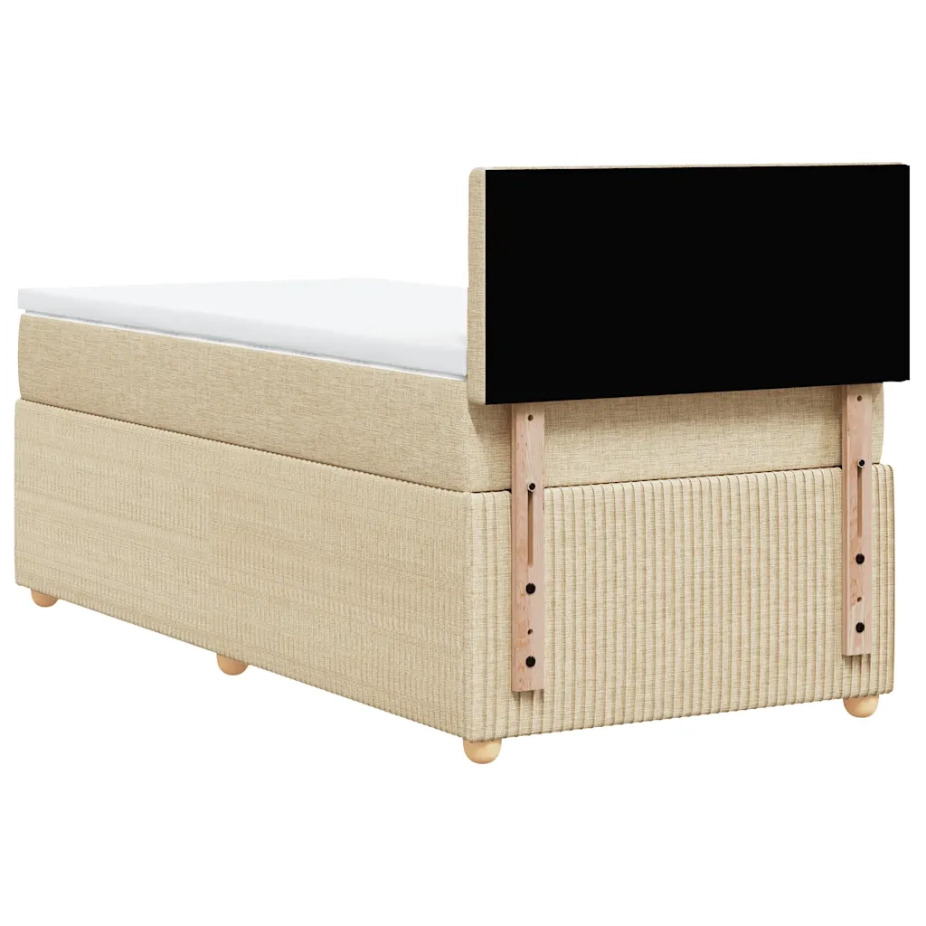 Letto singolo | Letto per adulti | Giroletto a Molle con Materasso Crema 90x190 cm in Tessuto