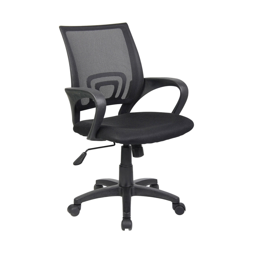 Sedia da ufficio Reticolo, Sedia operativa a rete con braccioli, Seduta ergonomica da ufficio, 59x54h90/100 cm, Nero