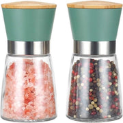 Grinders per Pepe e Sale 2 Set con nucleo ceramico - Regolabile coarsità - Bamboe verde - Ideale per la cucina domestica - Perfetto per regali di compleanno e di benvenuto