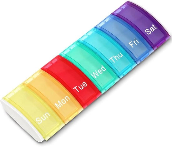 Organizzatore per 7 giorni - Scatola colorata per vitamine e medicinali con 7 compartimenti