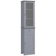 kleankin Mobile Colonna Bagno Salvaspazio con Armadietto, Cassetto e Ripiani in MDF, 40x27x171.5cm, Grigio