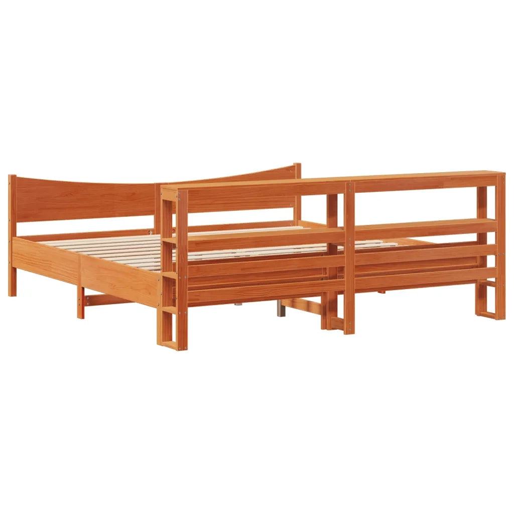 Giroletto con Testiera Marrone Cera 180x200 cm Massello Pino 3306296