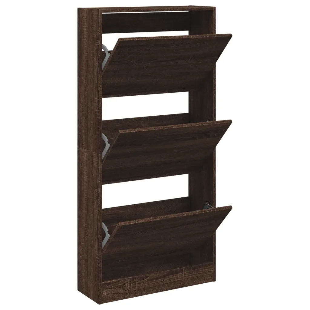 Scarpiera-Scaffale per scarpe Rovere Marrone 60x21x125,5 cm in Legno Multistrato