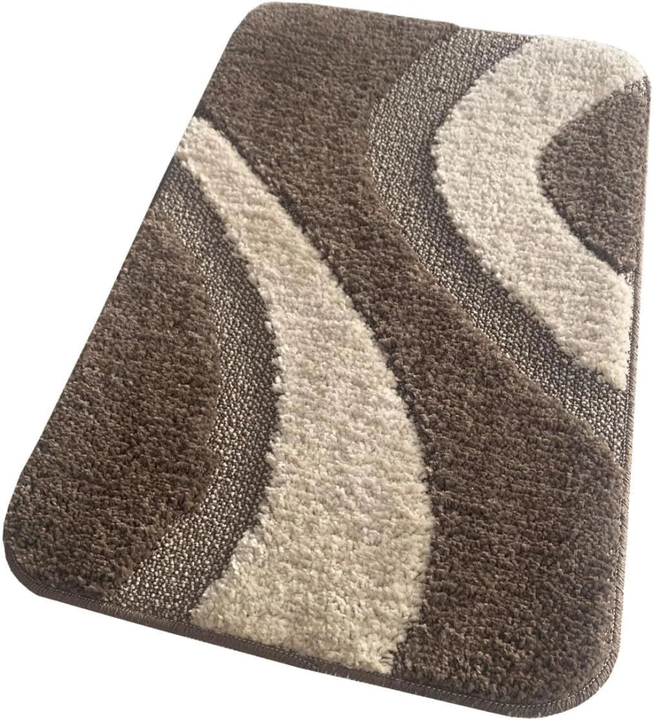 Tappeto Bagno 50x80 cm Scendiletto Antiscivolo Shaggy 3D Moderno Assorbente Marrone