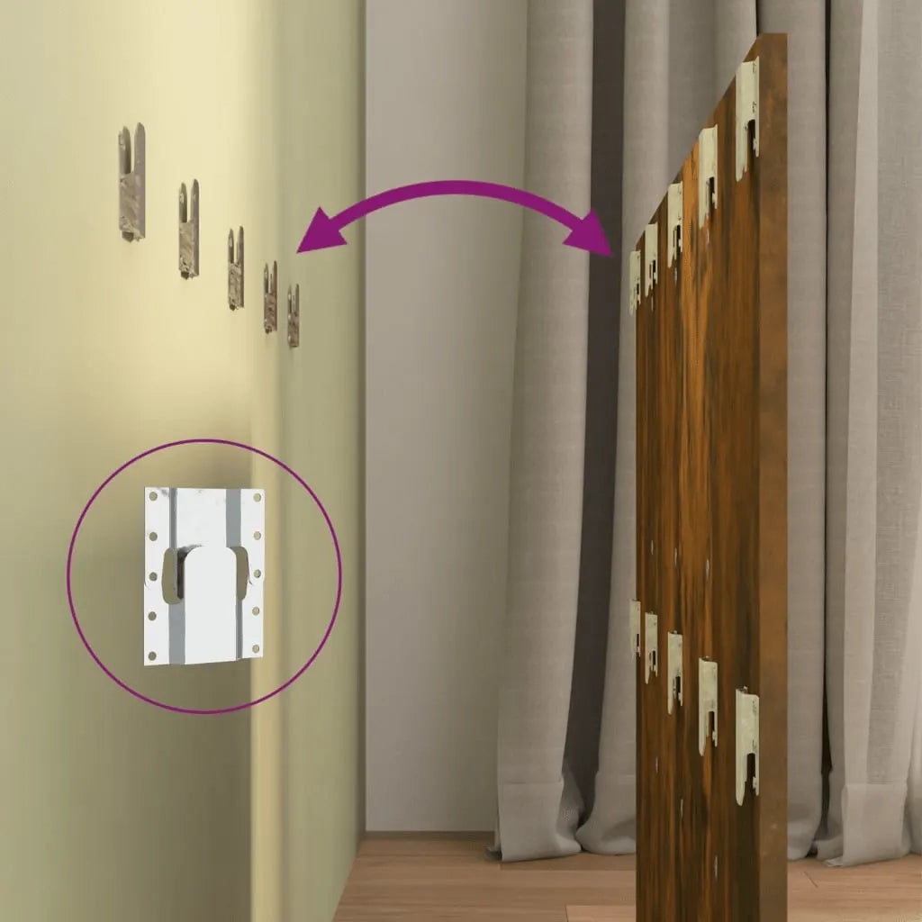 Testiera Letto con Comodini-Testiera con Contenitore in Legno Multistrato Rovere Fumo 275039