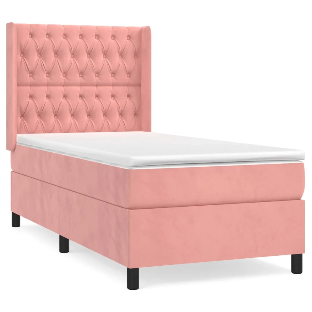 Giroletto a Molle con Materasso Rosa 80x200 cm in Velluto 3132830