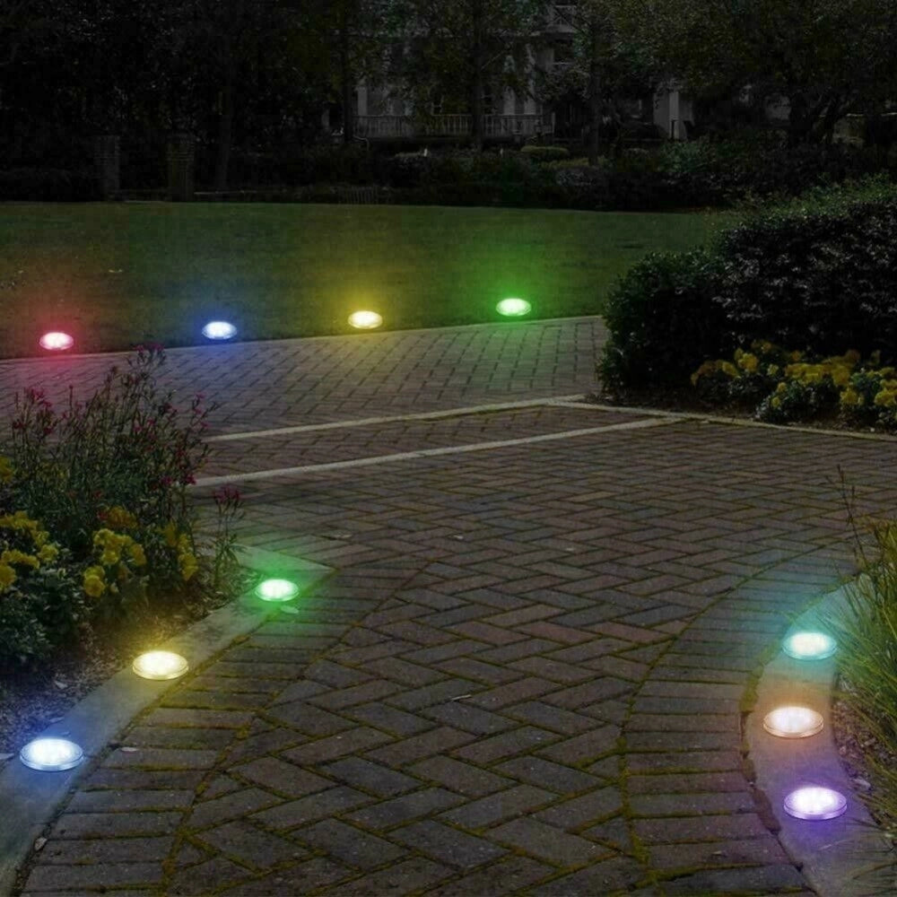 Trade Shop - 4 Faro Lampada 8 Led Rgb Solare Da Esterno Giardino Faretto Picchetto Segnapassi -
