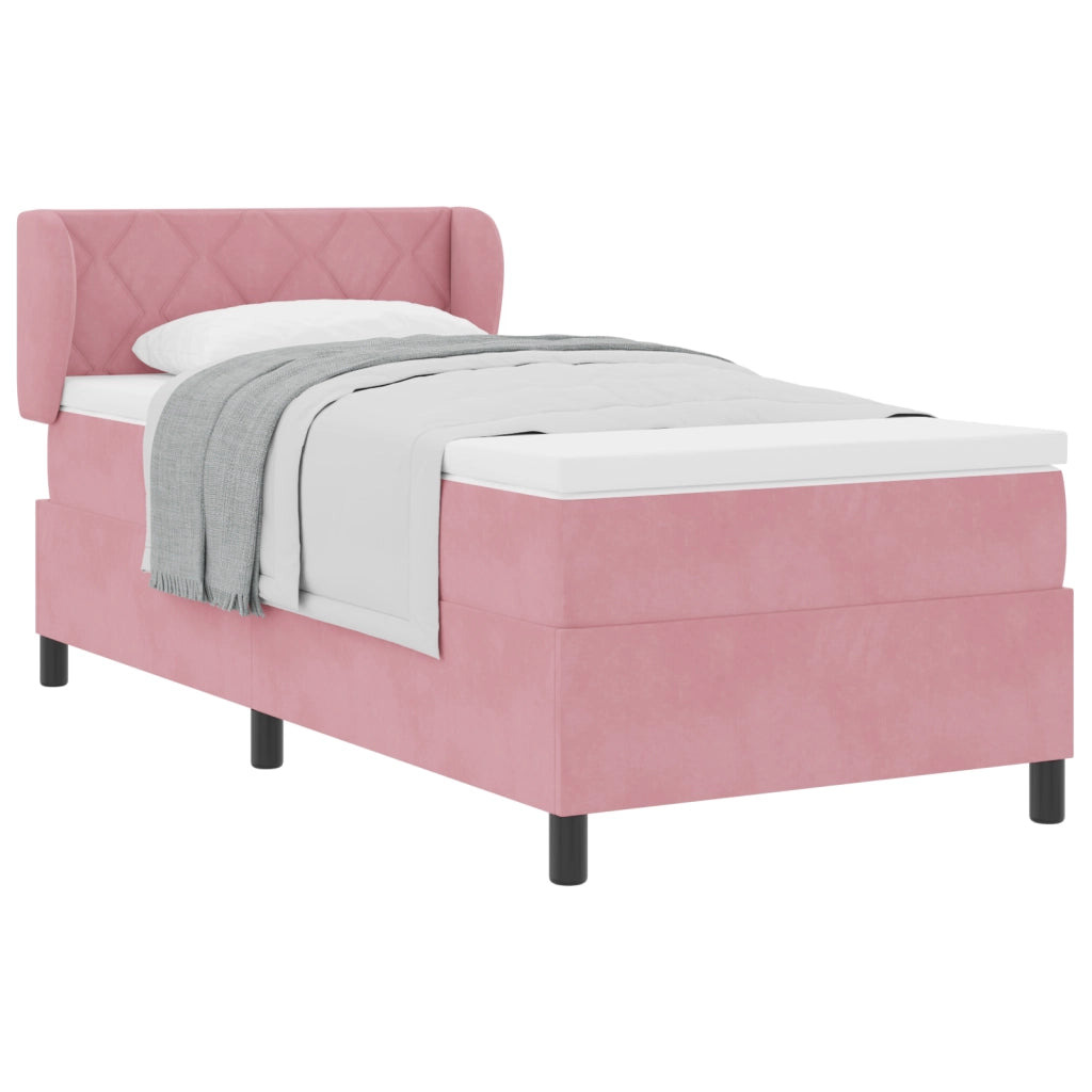 Letto Box Spring con Materasso Rosa 100x200 cm Velluto