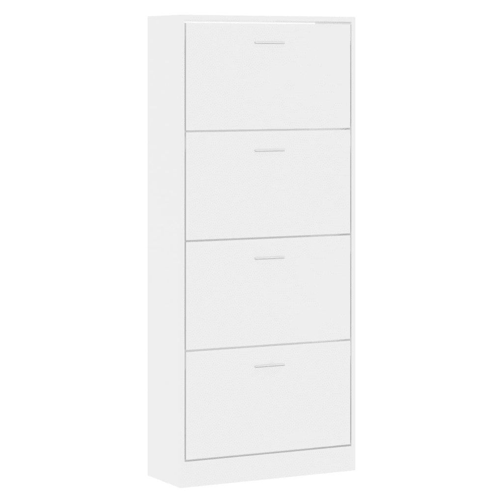 Scarpiera Bianco Lucido 63x24x147 cm in Legno Multistrato 342546