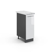 Armadio cucina dispensa alto Fame-Line Bianco lucido/Antracite 30 cm, PL Marmo Vicco